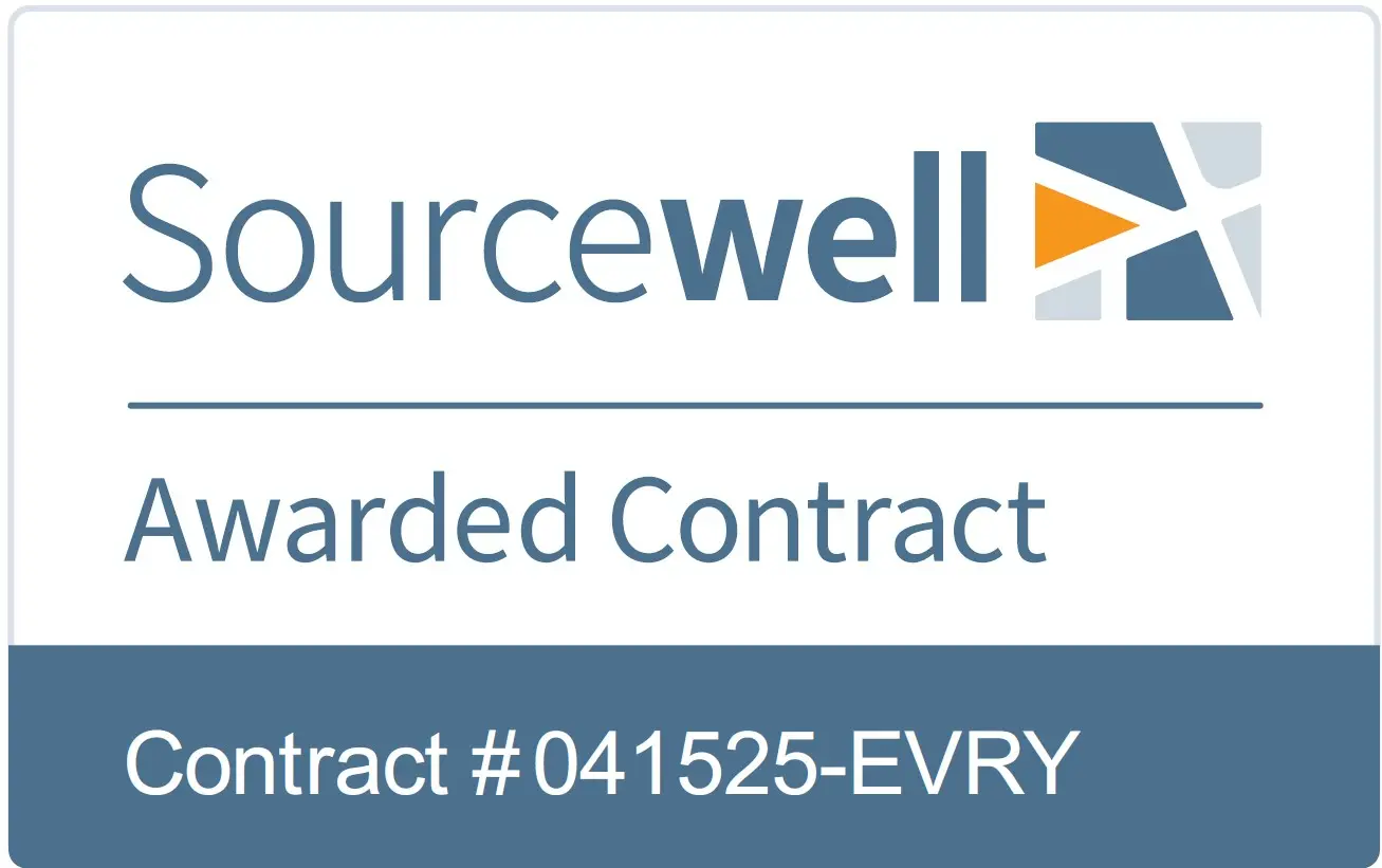Official Sourcewell awarded-contract graphic showing EVready contract number 041525-EVRY