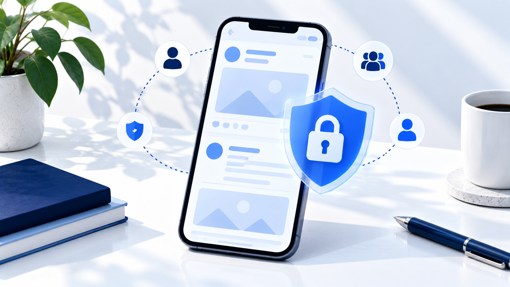 Blue workspace comparing two social platforms