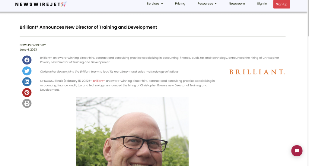 new hire press releease example