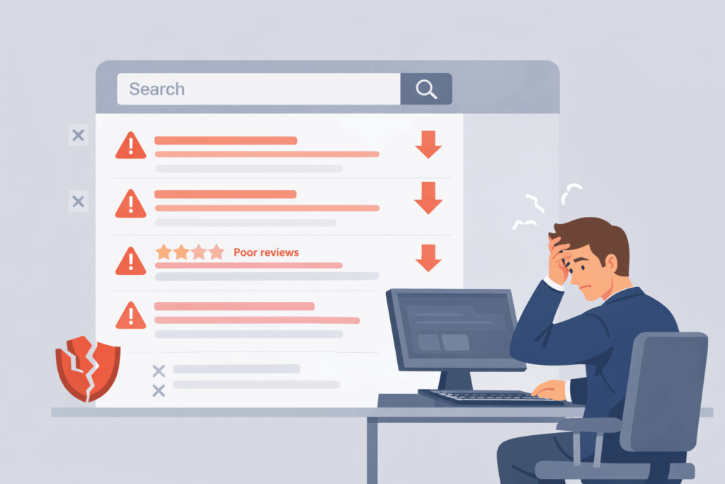 SEO for brand terms helps combat poor reviews and warning signs hurting your search reputation