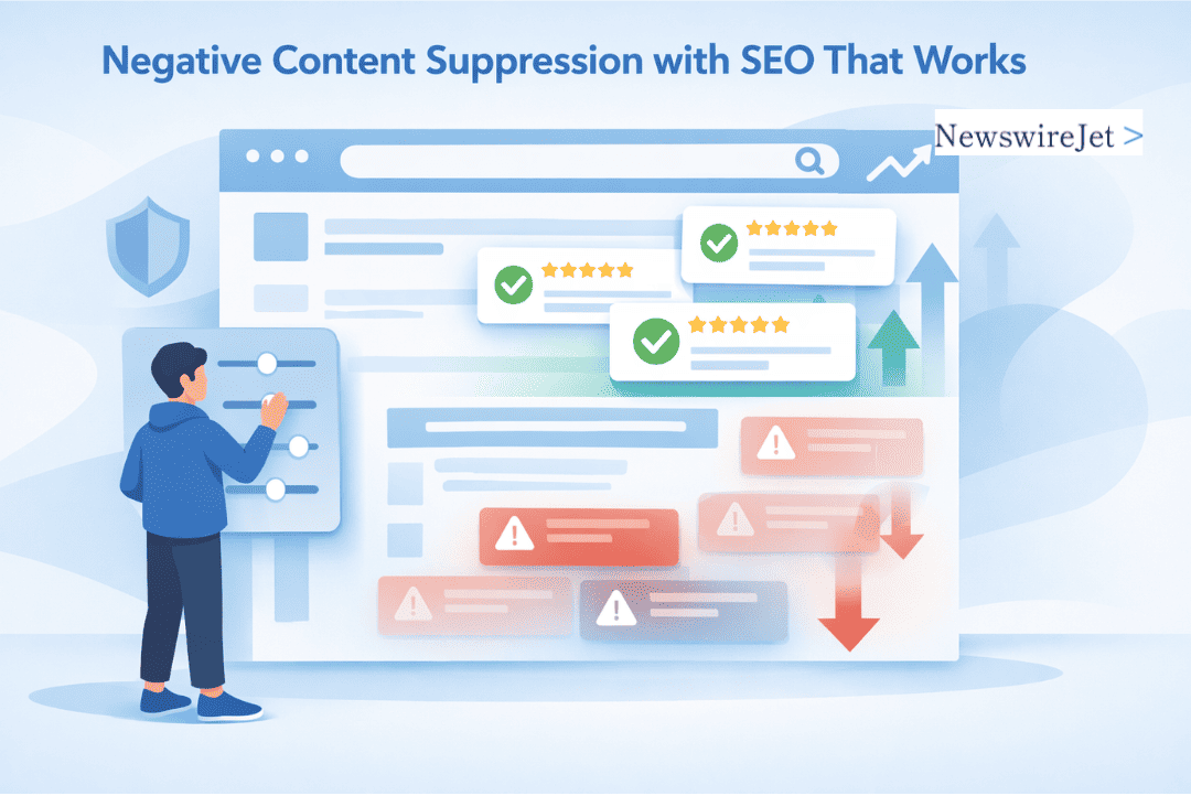 Person adjusting controls for negative content suppression with SEO, pushing warning alerts down in search rankings